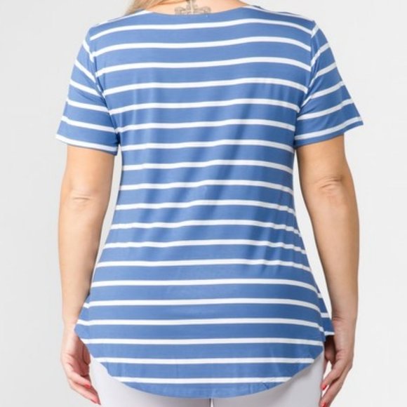 Plus Yelete Women's Short Sleeve Striped Tunic. Blue. Sizes 1X-3X NWOT - Picture 4 of 4